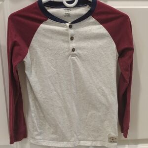 Carter's Burgundy and Gray Long Sleeve Henley